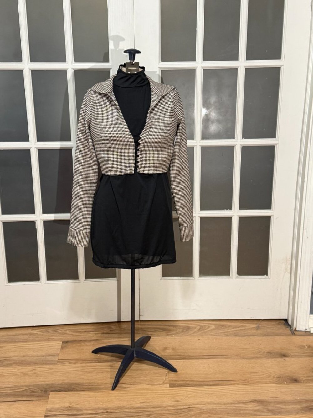 Zara Cropped Houndstooth Jacket Blazer Size XS